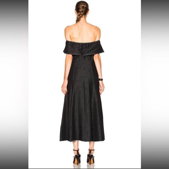 Beaufille Lambda Maxi Black Dress Off The Shoulder Denim Size 4 - Picture 10 of 17